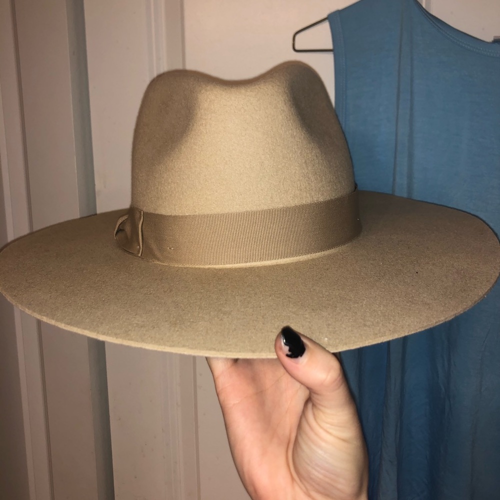Urban Outfitters neutral flat brim felt fedora